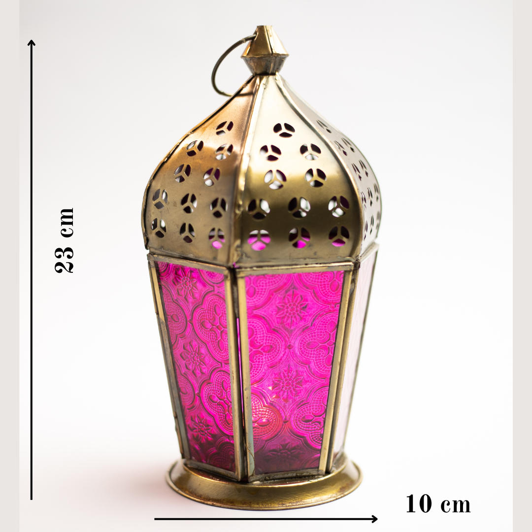 AL AMIR Farolillo porta velas ROSA - Luminosidad Elegante.
