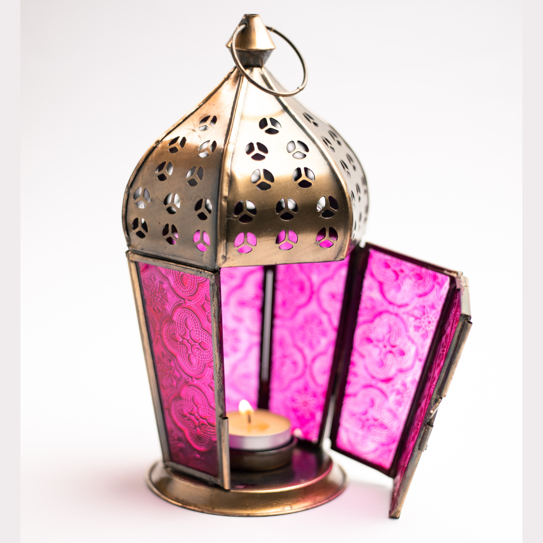 AL AMIR Farolillo porta velas ROSA - Luminosidad Elegante.